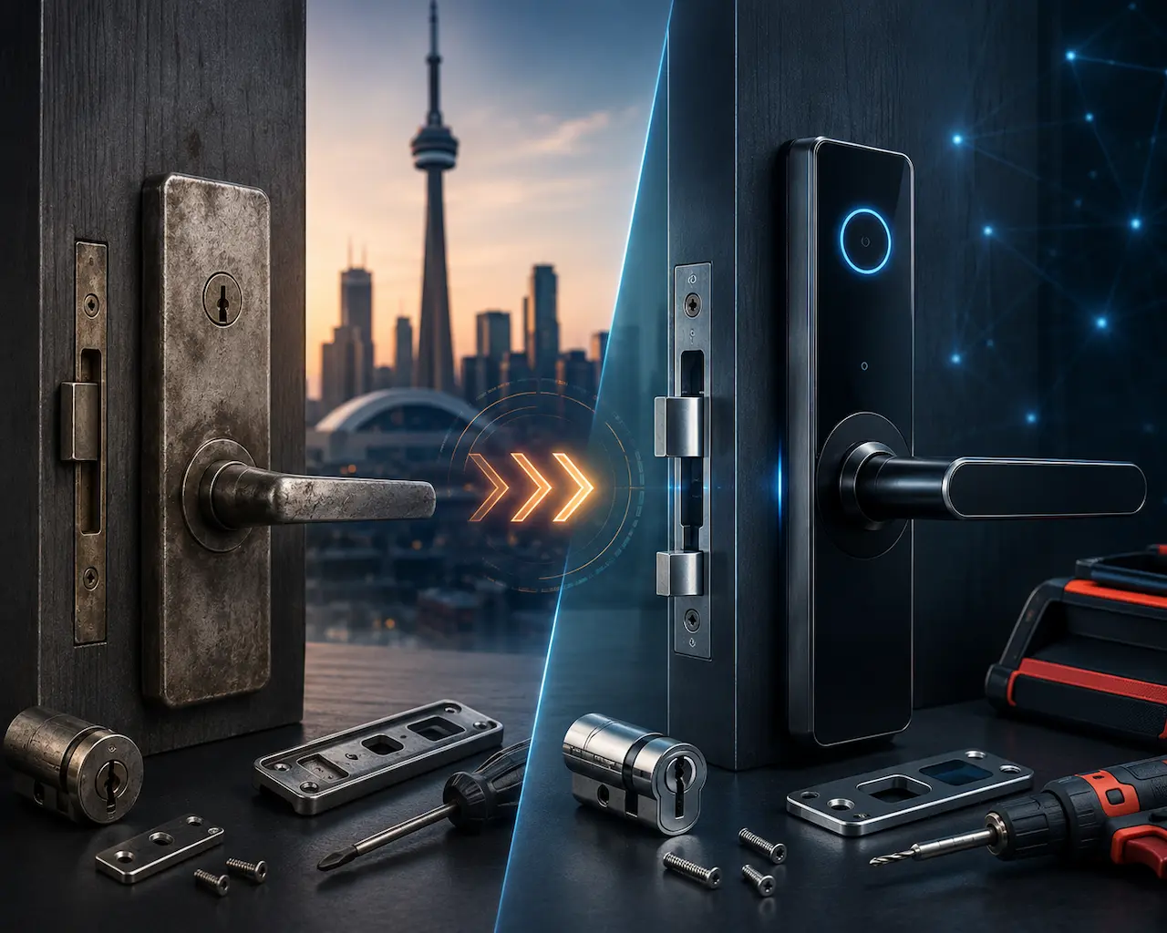 Comparison of repairing versus replacing commercial door hardware on a Toronto storefront entrance